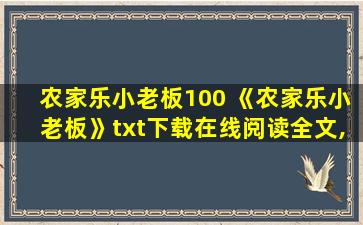 农家乐小老板100 《农家乐小老板》txt下载在线阅读全文,求百度网盘云资源